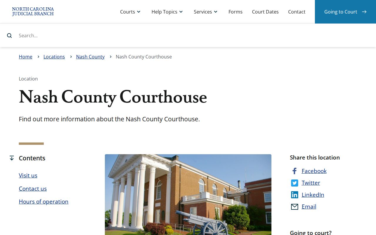 Nash County courthouse where criminal court records are maintained