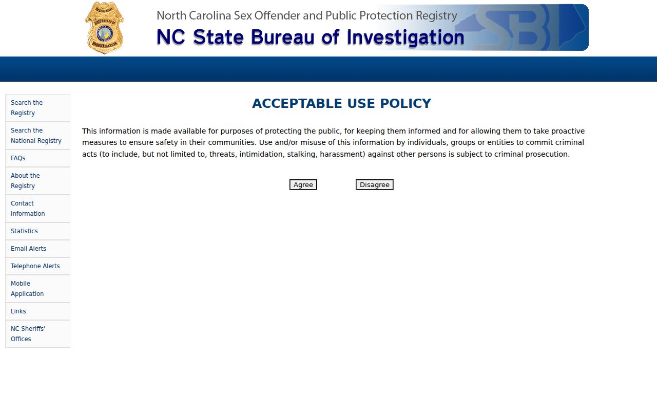 Nash County sex offender search registry use agreement